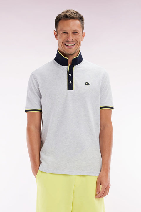 Polo à manches courtes en coton jaune rayures colorés coupe décontractée - Image 1