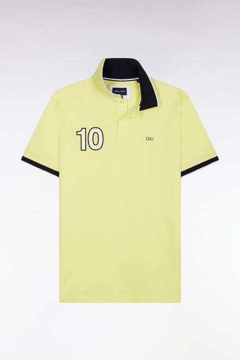 Polo à manches courtes en coton jaune broderie 10 coupe décontractée - Image 2