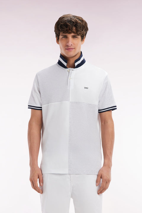 Polo à manches courtes en coton gris coupe décontractée - Image 1