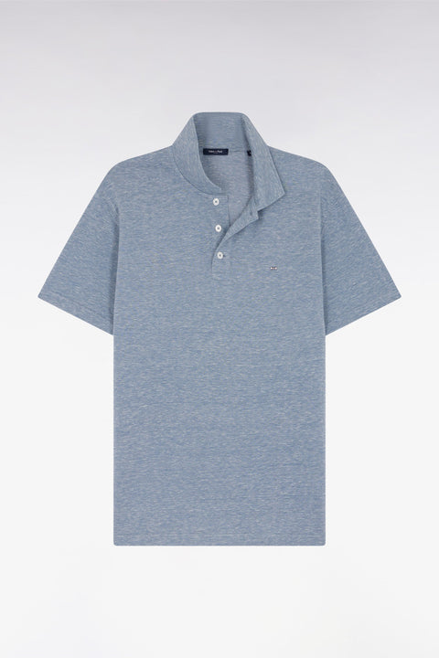 Polo à manches courtes en coton et lin gris foncé coupe droite - Image 2