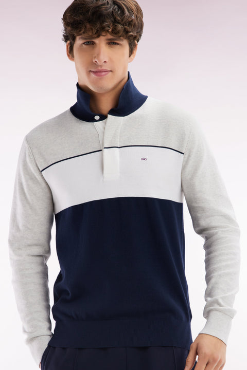 Pull à col maillot en coton gris coupe droite - Image 3