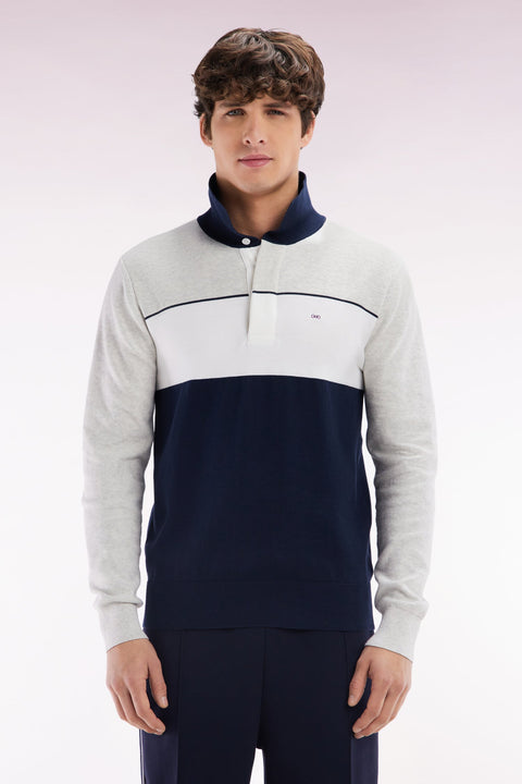 Pull à col maillot en coton gris coupe droite - Image 1