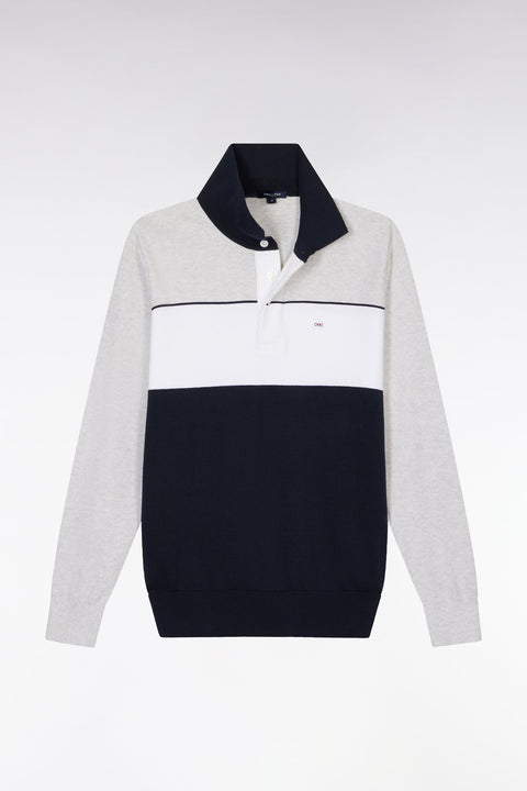 Pull à col maillot en coton gris coupe droite - Image 2