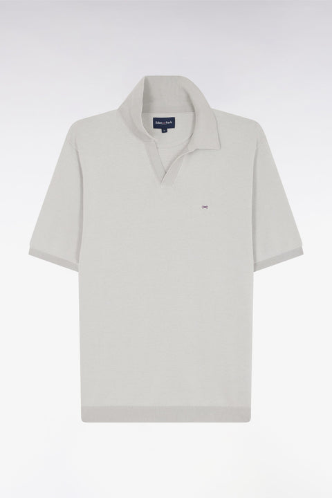 Pull col polo en coton gris coupe droite - Image 2