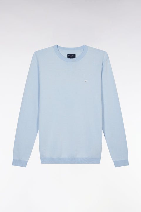 Pull en coton à col rond en coton ciel coupe droite - Image 2