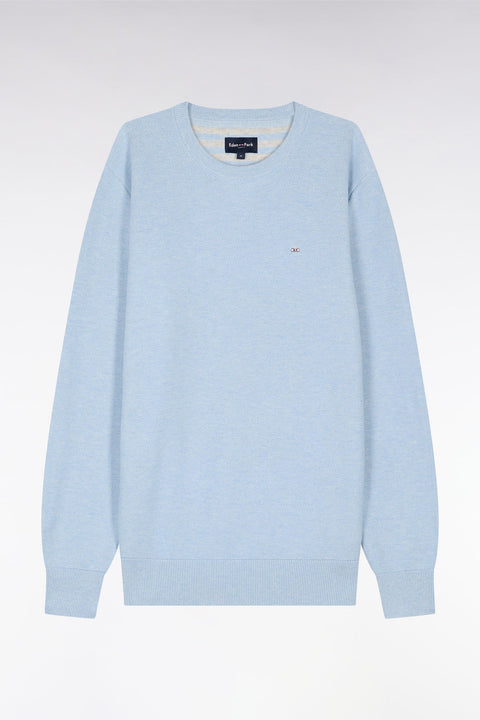 Pull col rond en coton nid d'abeille ciel coupe droite - Image 2