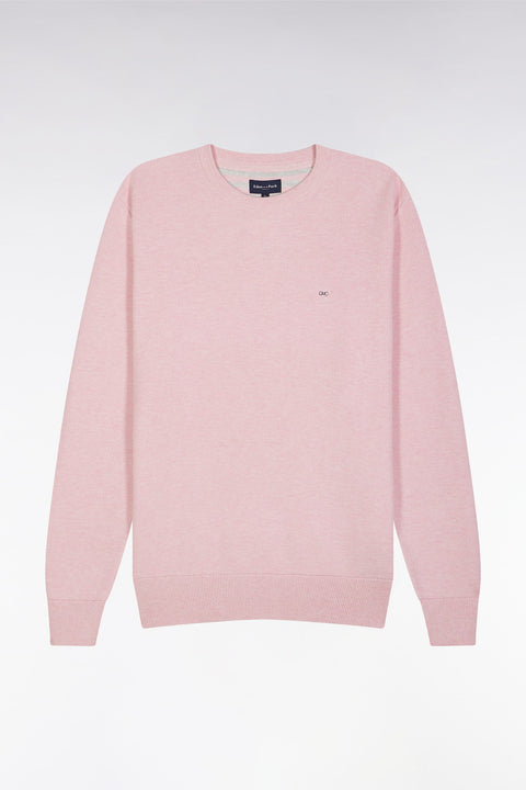 Pull col rond en coton nid d'abeille rose coupe droite - Image 2