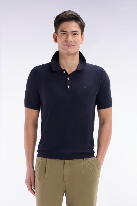 Pull sans manches à col polo marine coupe droite - Image 1