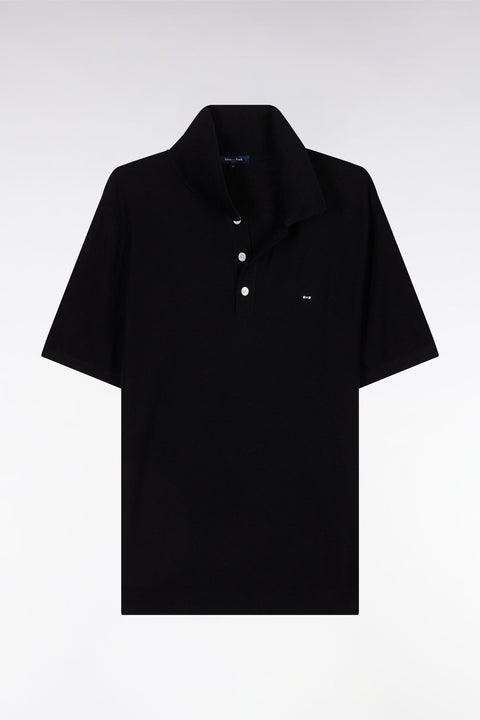 Pull sans manches à col polo noir coupe droite - Image 2