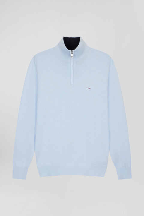 Pull col camionneur en coton ciel coupe droite - Image 2