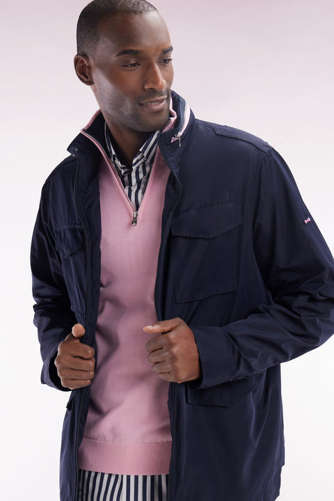 Pull col camionneur en coton rose coupe droite - Image 3
