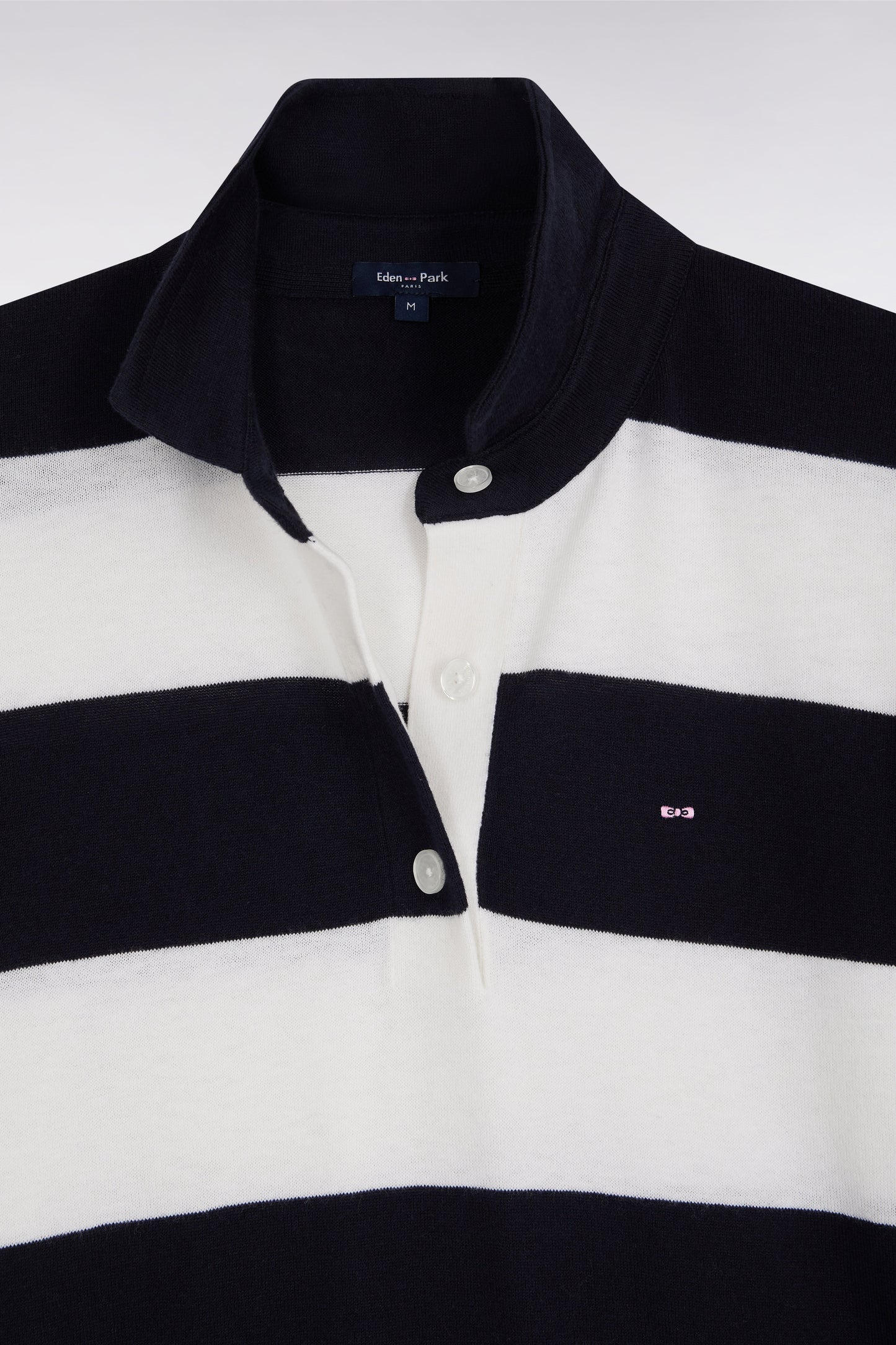 Pull cerclé à col maillot en coton biologique et cachemire marine coupe décontractée