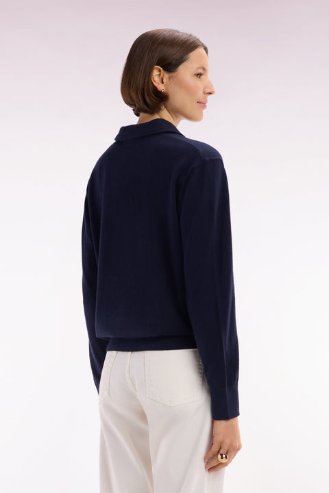 Pull à col maillot en coton biologique et cachemire marine coupe décontractée - Image 3