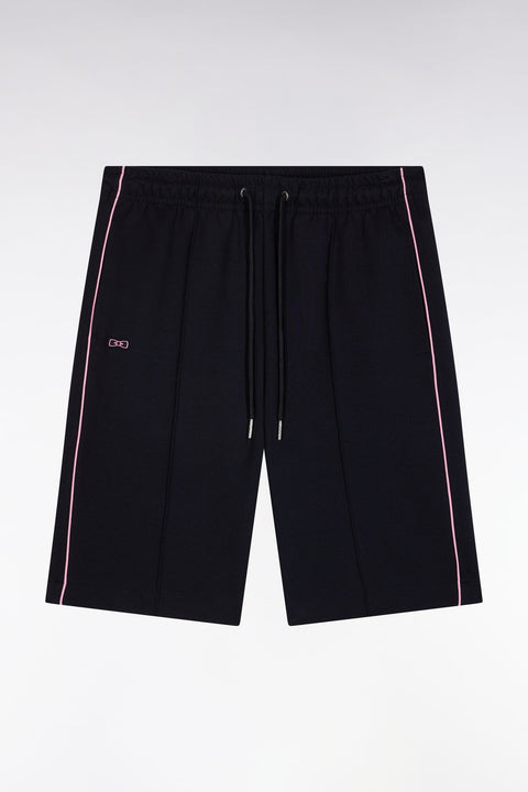 Short de jogging en coton interlock marine coupe droite - Image 2