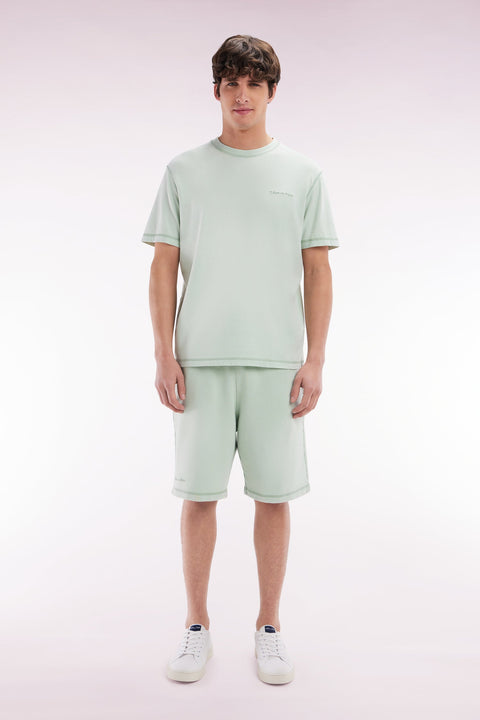 Short en molleton coton vert clair coupe décontractée - Image 1