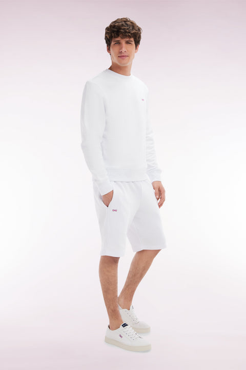 Sweatshirt en molleton coton blanc coupe droite et col rond - Image 3
