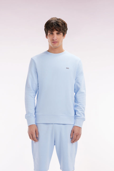 Sweatshirt en molleton coton ciel coupe droite et col rond - Image 1