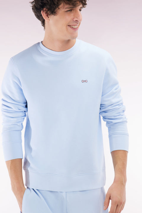 Sweatshirt en molleton coton ciel coupe droite et col rond - Image 3