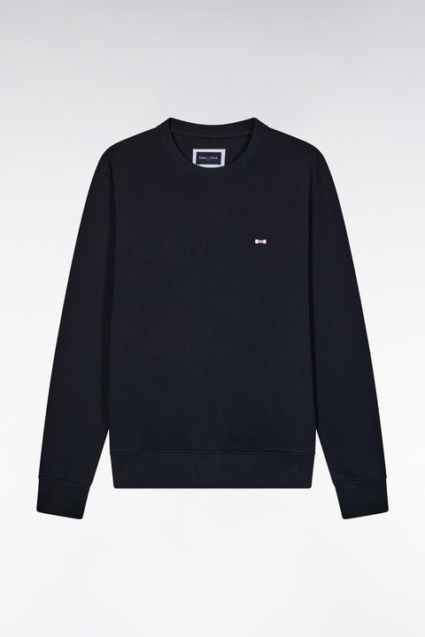 Sweatshirt en molleton coton marine coupe droite et col rond - Image 2