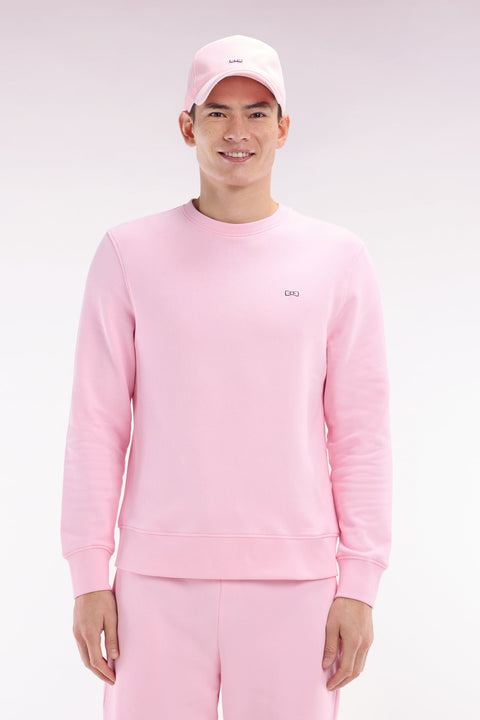 Sweatshirt en molleton coton rose coupe droite et col rond - Image 1