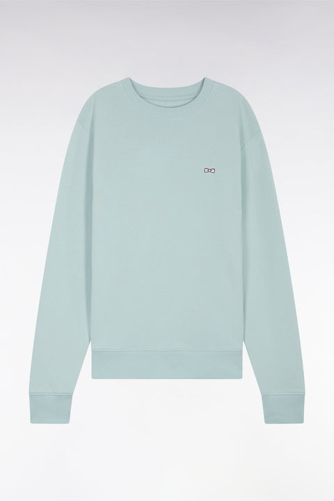 Sweatshirt en molleton coton vert d'eau coupe droite et col rond - Image 2