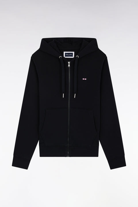 Sweatshirt zippé en molleton coton noir coupe droite - Image 1