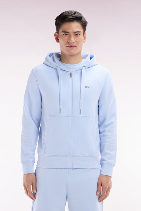 Sweatshirt zippé en molleton coton ciel coupe droite - Image 1