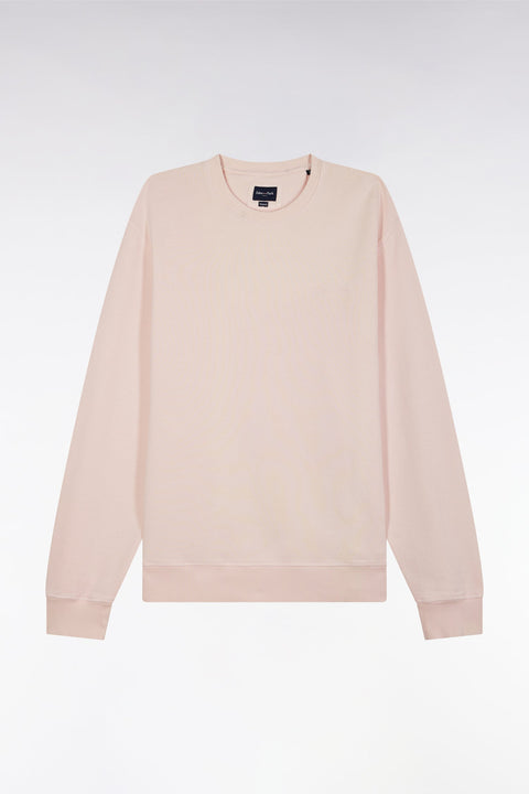 Sweatshirt surteint à col rond en molleton coton rose pâle coupe décontractée - Image 2