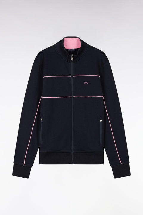 Sweatshirt zippé en coton interlock bleu coupe droite - Image 2