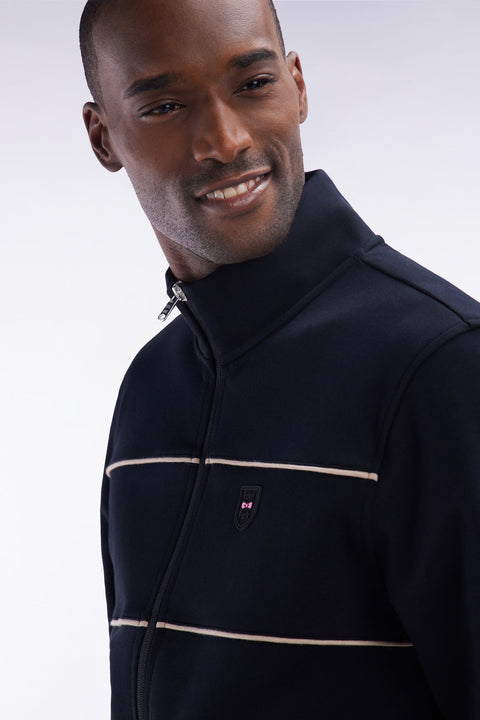 Sweatshirt zippé à col montant en coton mélangé noir - Image 3