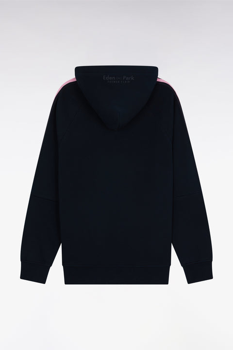 Sweatshirt à capuche en coton marine et rose coupe décontractée - Image 1