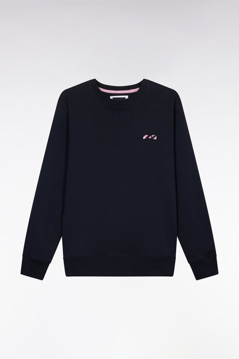 Sweatshirt à col rond en molleton coton marine - Image 2