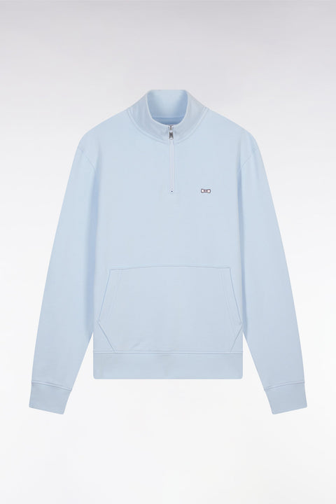 Sweatshirt à col zippé en coton ciel coupe droite - Image 2