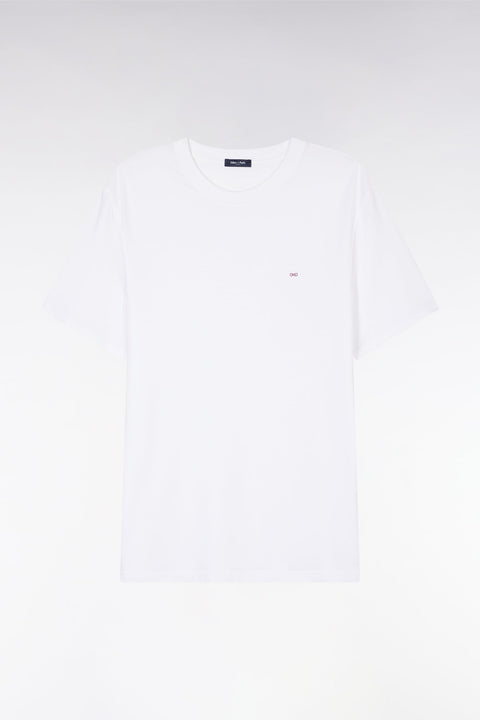 T-shirt blanc uni en lyocell et coton coupe droite - Image 2