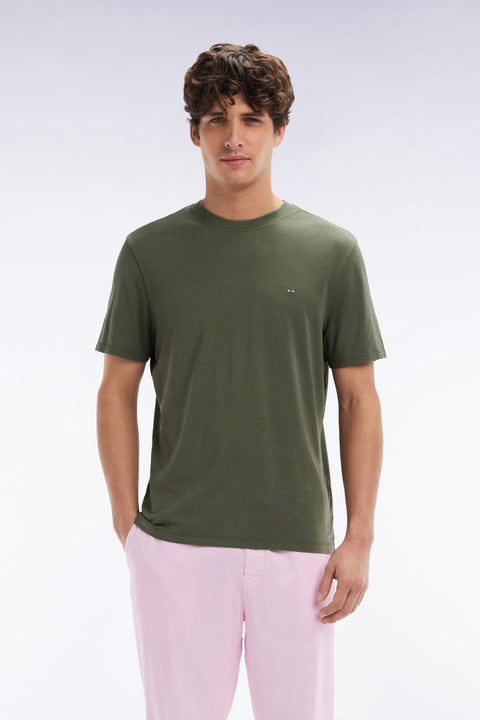 T-shirt manches courtes kaki coupe droite - Image 1