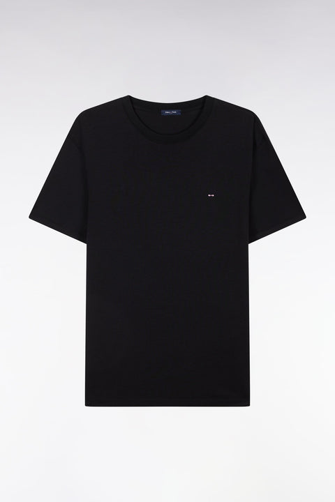 T-shirt noir uni en lyocell et coton coupe droite - Image 2