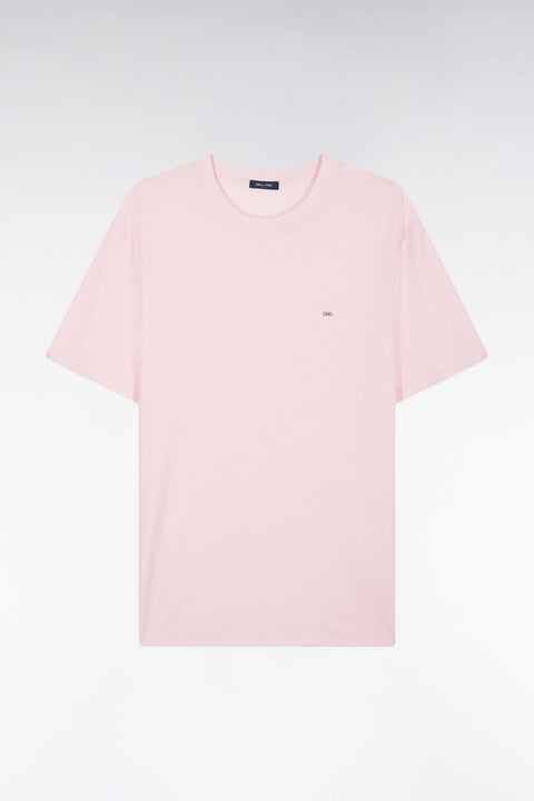 T-shirt rose uni en lyocell et coton coupe droite - Image 1