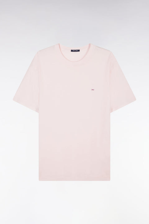 T-shirt rose pâle uni en lyocell et coton coupe droite - Image 2