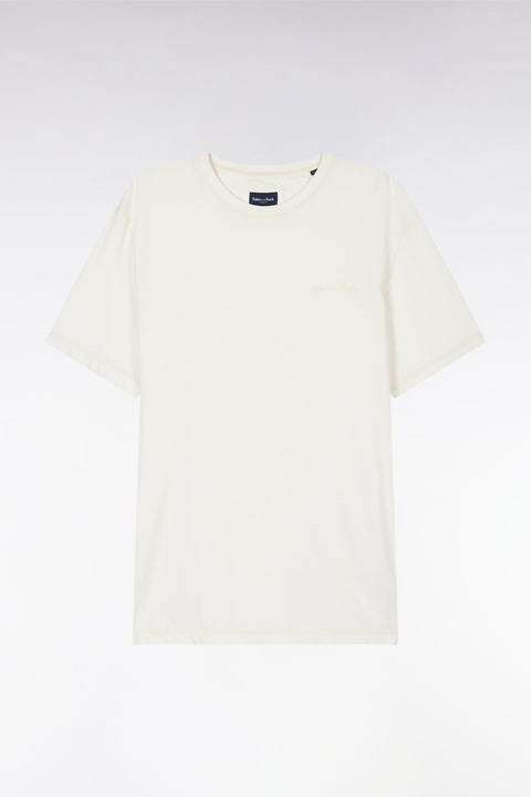 T-shirt en jersey de coton beige surteint coupe décontractée - Image 2