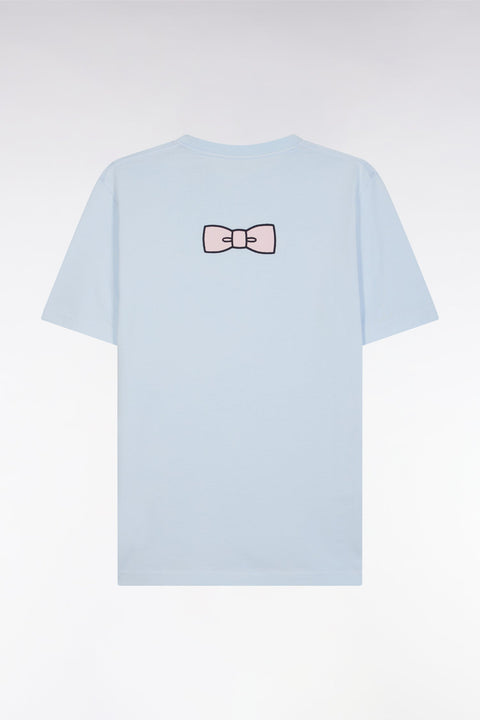 T-shirt en coton Pima ciel broderie dos coupe droite - Image 2