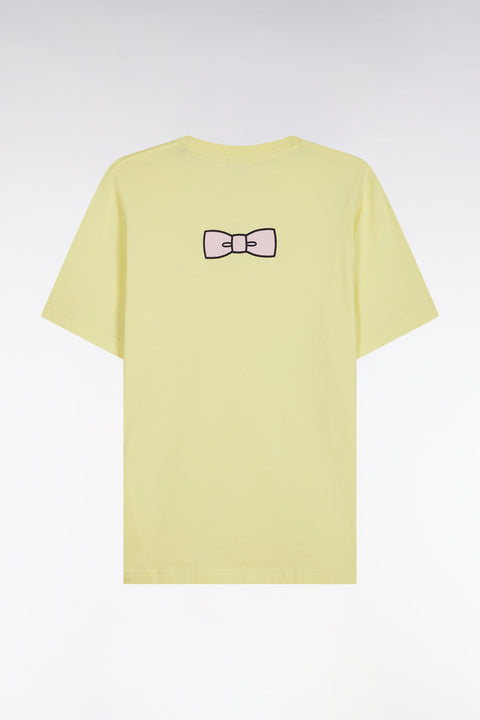 T-shirt en coton Pima jaune broderie dos coupe droite - Image 2