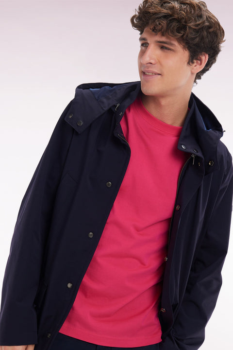 T-shirt en coton Pima fuchsia broderie dos coupe droite - Image 3