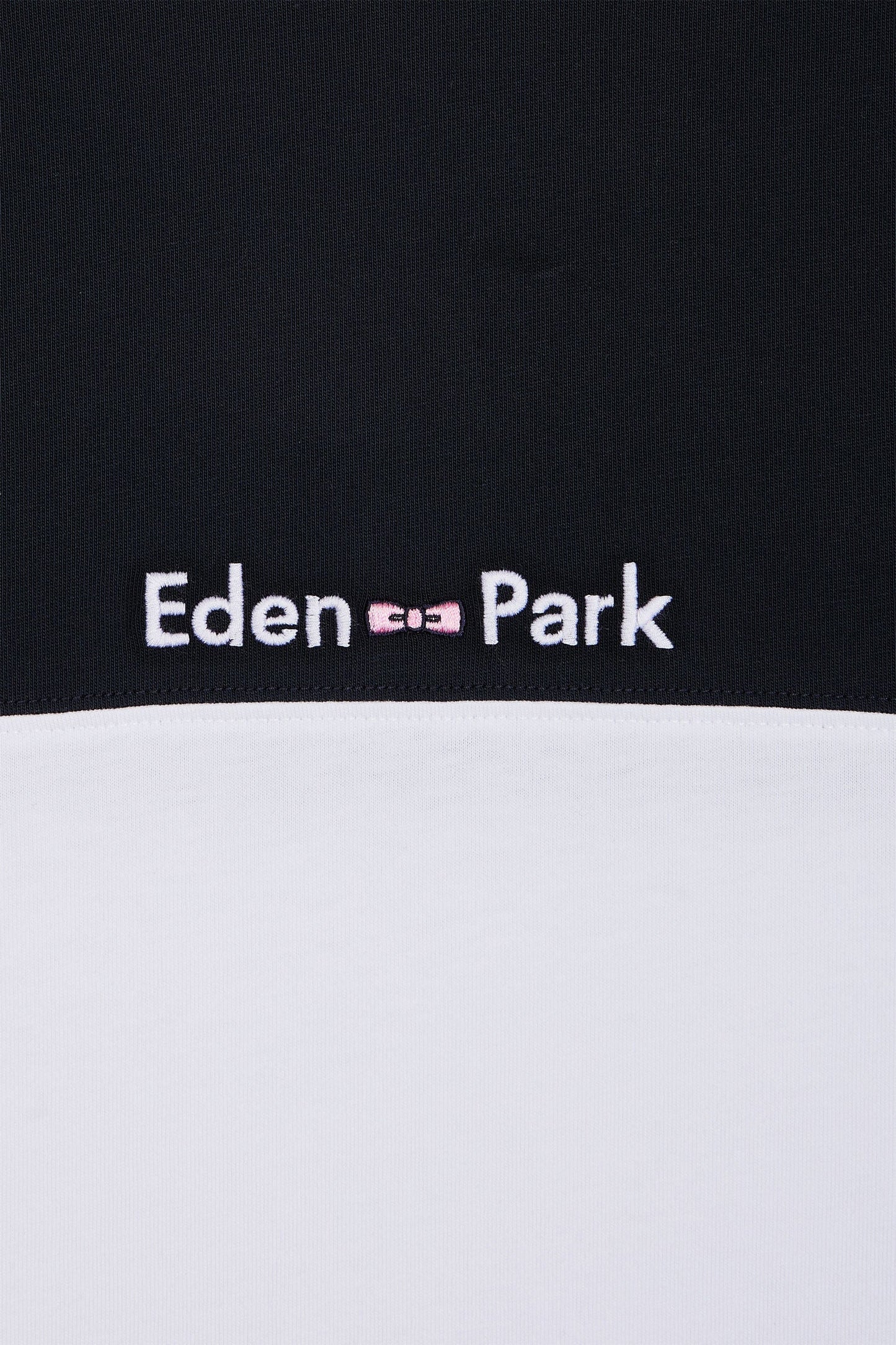 T-shirt brodé en coton bicolore blanc coupe droite