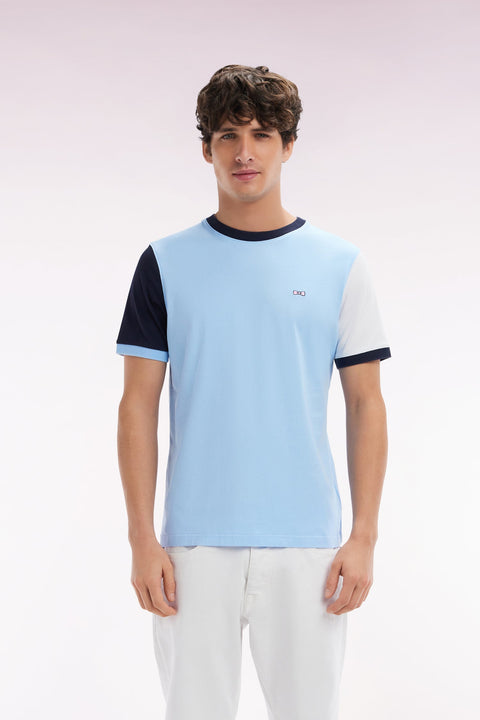 T-shirt colorblock en coton ciel broderie 10 coupe droite - Image 1