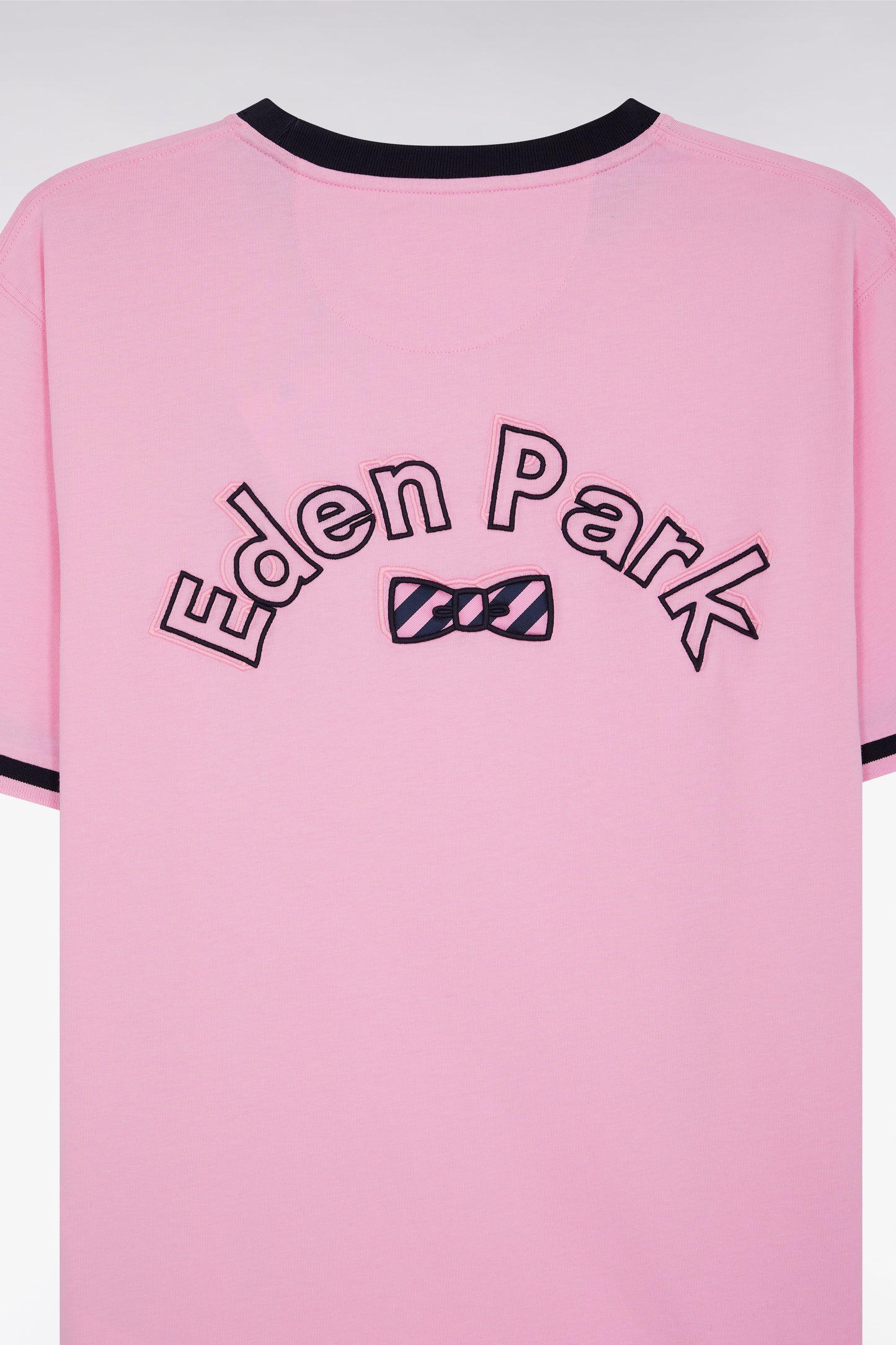 T-shirt en coton rose broderie nœud papillon Eden Park coupe droite