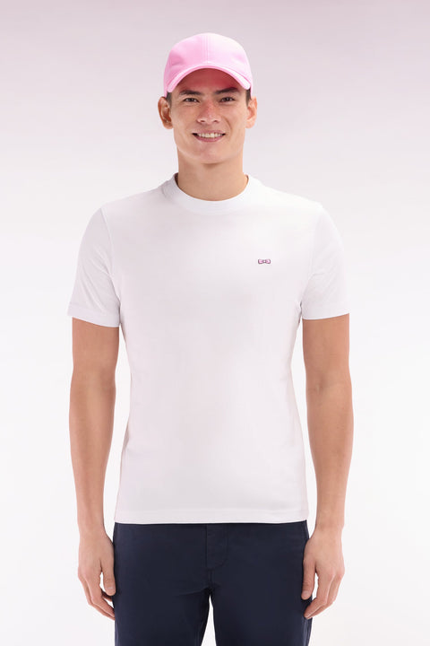 T-shirt en coton blanc broderie dos coupe droite - Image 1