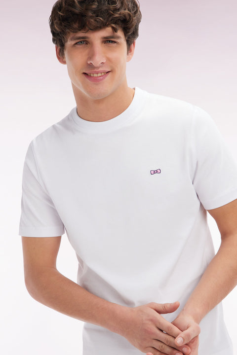 T-shirt en coton blanc broderie dos cerclée coupe droite - Image 3