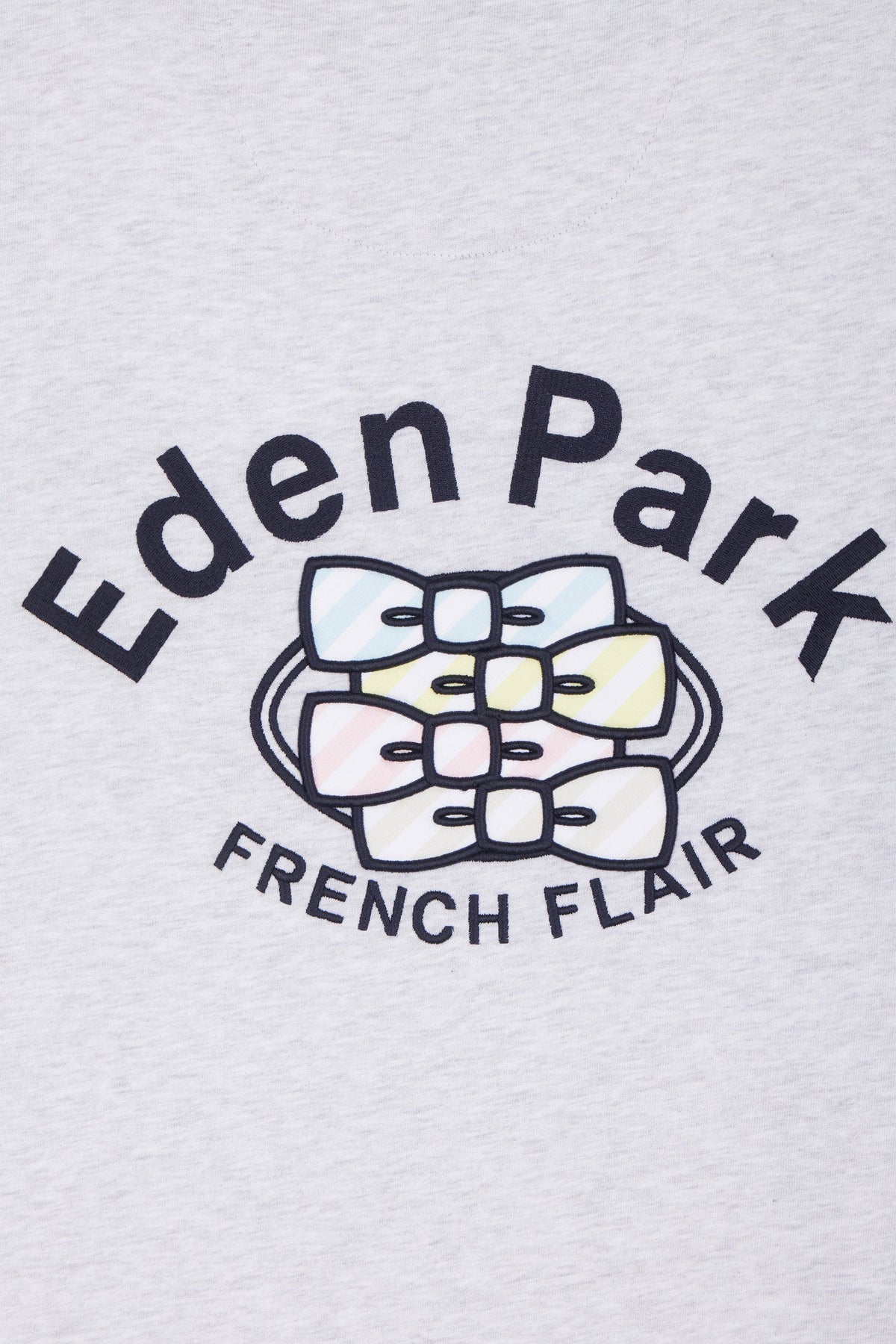 T-shirt en coton gris broderie multicolore coupe décontractée