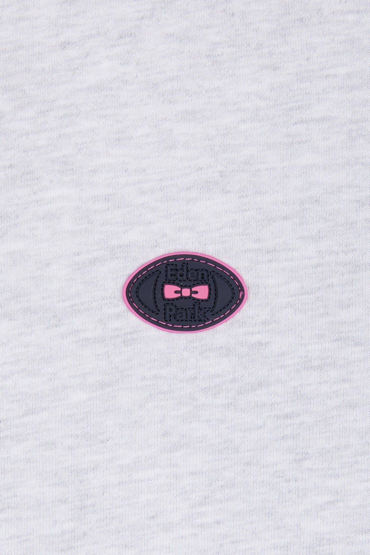 T-shirt en coton gris à bords-côtes roses coupe décontractée