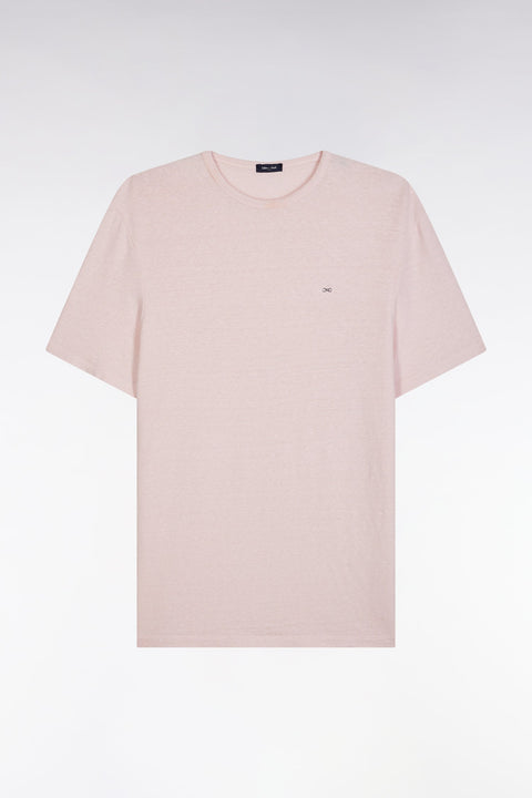 T-shirt uni en lin stretch rose coupe droite - Image 2